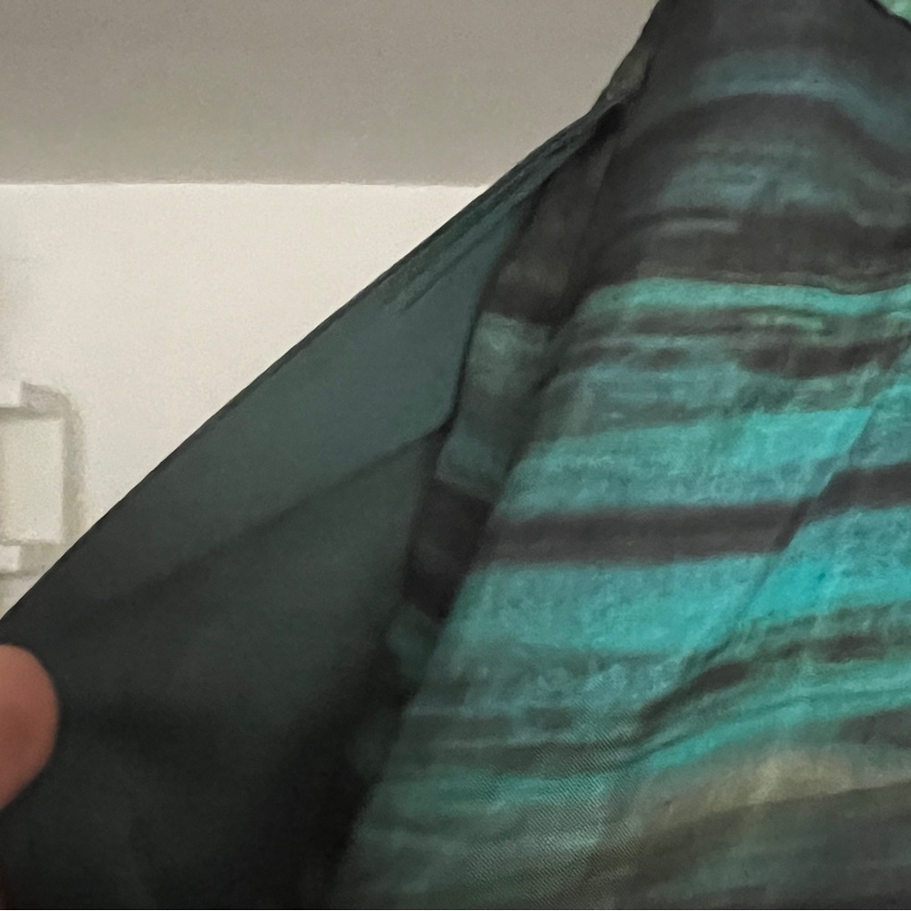 Theory Karley A-Line Skirt BLK/Teal SZ 6 100% Silk Pockets Classic Casual Artsy - Picture 4 of 8